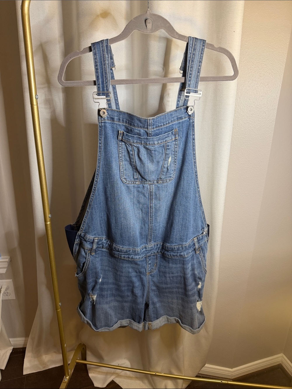Indigo Blue Maternity Medium Wash Denim Overalls